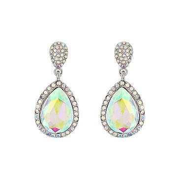 FASHIONABLE RHINESTONE POST EARRING W/ SMALL GEMS SLEQ586