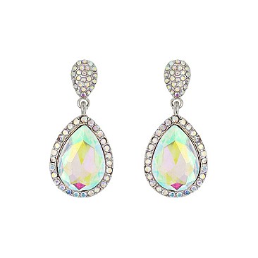 FASHIONABLE RHINESTONE POST EARRING W/ SMALL GEMS SLEQ586