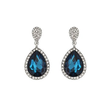 FASHIONABLE RHINESTONE POST EARRING W/ SMALL GEMS SLEQ586