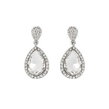 FASHIONABLE RHINESTONE POST EARRING W/ SMALL GEMS SLEQ586