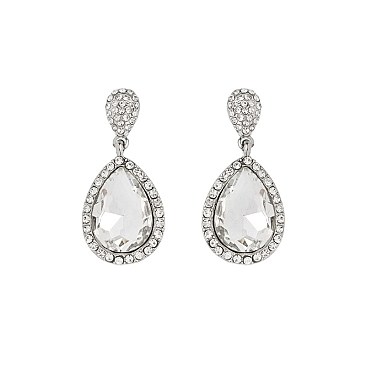 FASHIONABLE RHINESTONE POST EARRING W/ SMALL GEMS SLEQ586