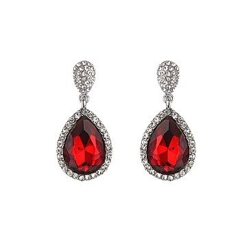 FASHIONABLE RHINESTONE POST EARRING W/ SMALL GEMS SLEQ586