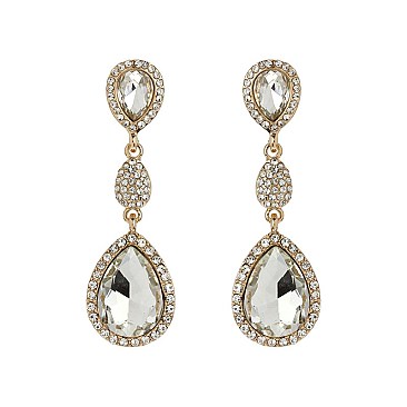 FASHIONABLE ALLURE RHINESTONE TEARDROP EARRINGS SLEQ592