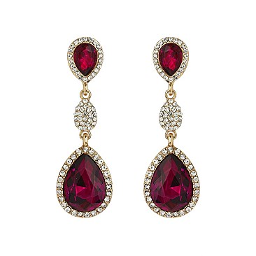 FASHIONABLE ALLURE RHINESTONE TEARDROP EARRINGS SLEQ592