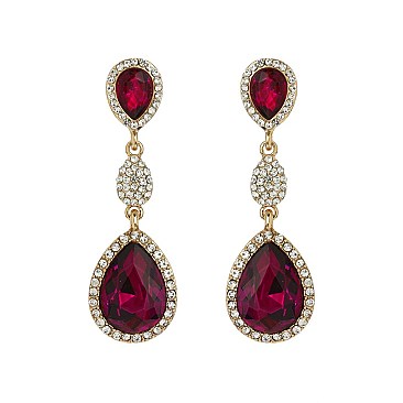 FASHIONABLE ALLURE RHINESTONE TEARDROP EARRINGS SLEQ592