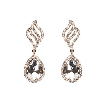 FASHIONABLE STONE POST EARRINGS SLEQ595