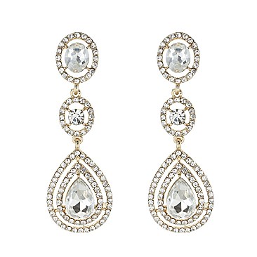 FASHIONABLE LONG RHINESTONE POST EARRING SLEQ608