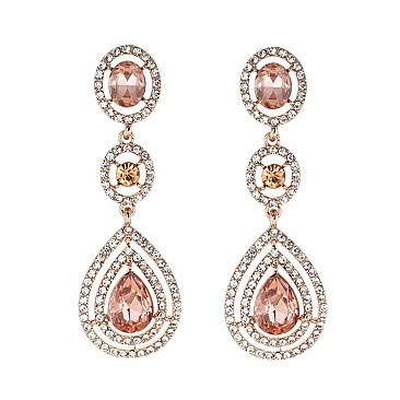 FASHIONABLE LONG RHINESTONE POST EARRING SLEQ608