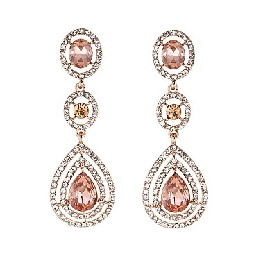 FASHIONABLE LONG RHINESTONE POST EARRING SLEQ608