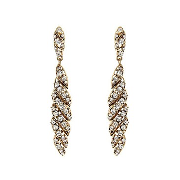 FASHIONABLE LONG POST EARRING W/ SMALL GEMS SLEQ614