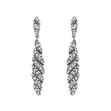 FASHIONABLE LONG POST EARRING W/ SMALL GEMS SLEQ614