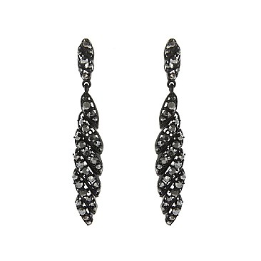 FASHIONABLE LONG POST EARRING W/ SMALL GEMS SLEQ614