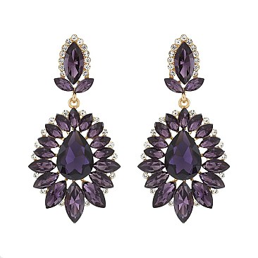 FASHIONABLE SUN BEAM DANGLE STONE POST EARRING SLEQ628