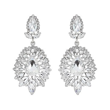 FASHIONABLE SUN BEAM DANGLE STONE POST EARRING SLEQ628