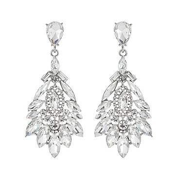 Posh Peacock Dangle Stone Post Earrings SLEQ629