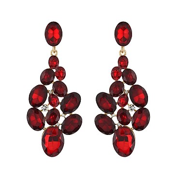 FASHIONABLE JEWELED CLUSTER POST METAL STONE EARRINGS SLEQ630