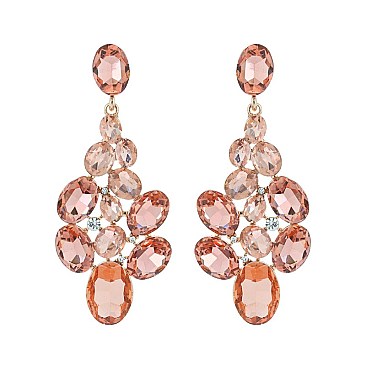 FASHIONABLE JEWELED CLUSTER POST METAL STONE EARRINGS SLEQ630