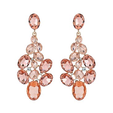 FASHIONABLE JEWELED CLUSTER POST METAL STONE EARRINGS SLEQ630