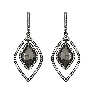 FASHIONABLE GLASS W/ STONE POST EARRING SLEQ632