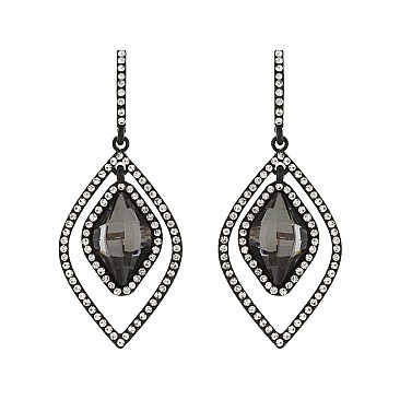 FASHIONABLE GLASS W/ STONE POST EARRING SLEQ632