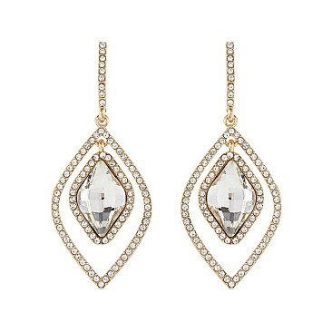 FASHIONABLE GLASS W/ STONE POST EARRING SLEQ632