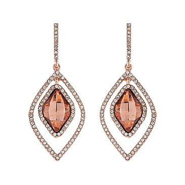 FASHIONABLE GLASS W/ STONE POST EARRING SLEQ632