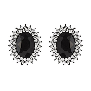 FASHIONABLE SUNBURST GLASS STONE STUD EARRING SLEQ636