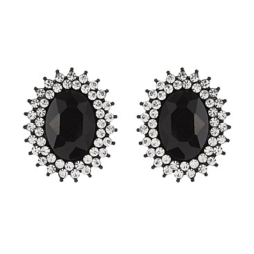 FASHIONABLE SUNBURST GLASS STONE STUD EARRING SLEQ636