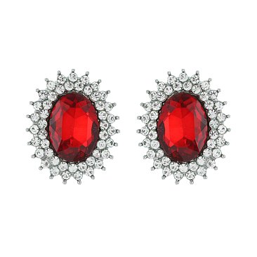 FASHIONABLE SUNBURST GLASS STONE STUD EARRING SLEQ636
