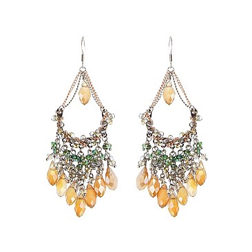 Trendy Handmade Wire Wrapped Loop With Dangly Beads Fishhook Earrings SLER0093