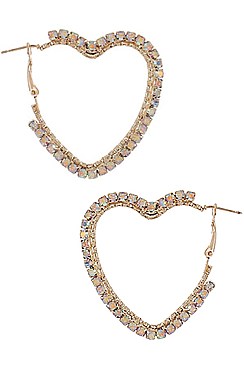 PACK OF 12 CUTE ASSORTED COLOR RHINESTONE HEART HOOP EARRING