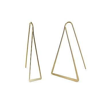 Modern And Minimalist Wire Triangle Front Back Hook Earrings SLERK0066