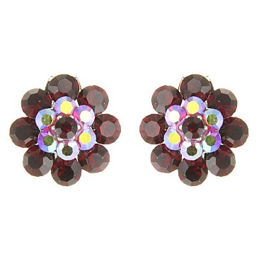 CHIC CRYSTAL STONES FLOWER EARRING SLERK0103