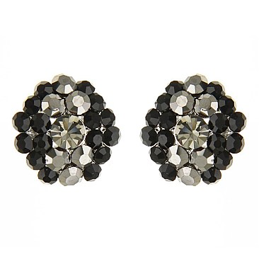 Fashionable Round Stone Cluster Stud Earrings SLERK0105