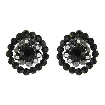 Fashionable Round Stone Cluster Stud Earrings SLERK0109