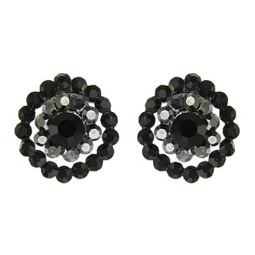 Fashionable Round Stone Cluster Stud Earrings SLERK0109