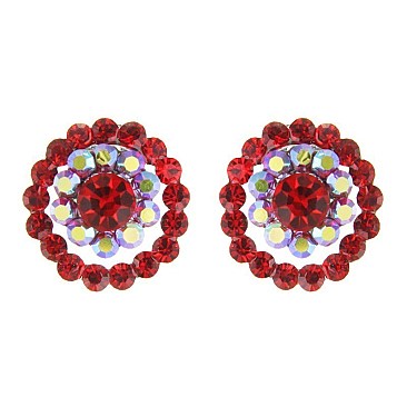 Fashionable Round Stone Cluster Stud Earrings SLERK0109