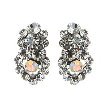 Fashionable Small Stone Cluster Stud Earrings SLERK21