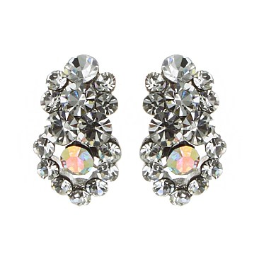 Fashionable Small Stone Cluster Stud Earrings SLERK21