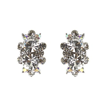 Trendy Small Stone Cluster Stud Earrings SLERK26