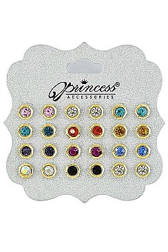 PACK OF 12 TRENDY ASSORTED COLOR 12-PAIR MULTI EARRING SET