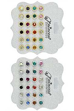PACK OF 12 TRENDY ASSORTED COLOR 12-PAIR MULTI EARRING SET