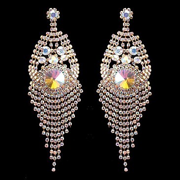 Trendy Rhinestone Chandelier Tassel Earrings SLERY8957