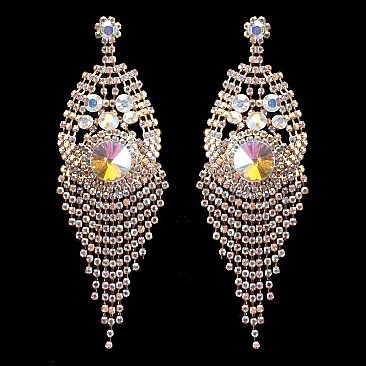 Trendy Rhinestone Chandelier Tassel Earrings SLERY8957