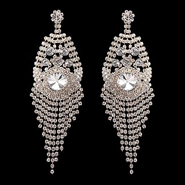 Trendy Rhinestone Chandelier Tassel Earrings SLERY8957