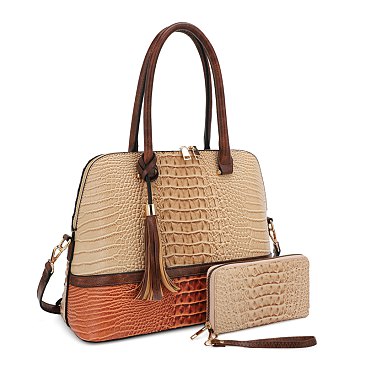 Crocodile Colorblock 2-in-1 Dome Satchel