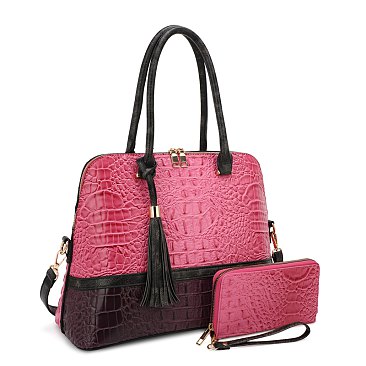 Crocodile Colorblock 2-in-1 Dome Satchel