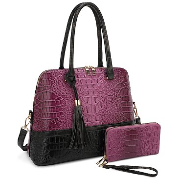 Crocodile Colorblock 2-in-1 Dome Satchel