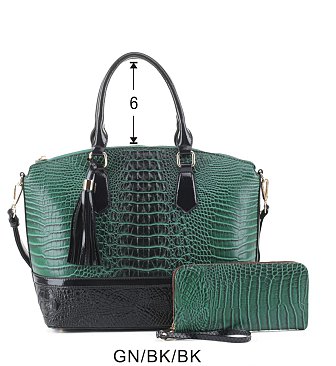 2- in 1 Crocodile Satchel Set With Wallet