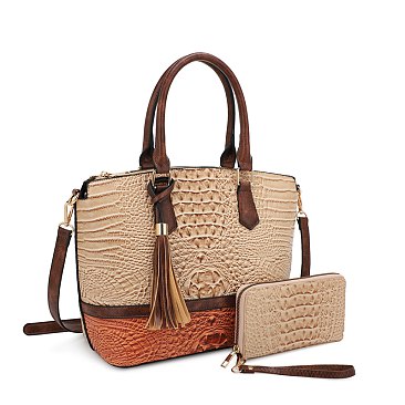 beieg crocodile handbags set
